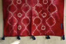 A Complement to Summer ⁑ Handcrafted Shibori Dupatta - Red Ogee Waves, Tritik