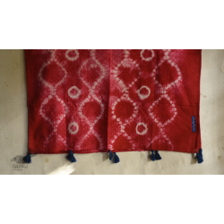 A Complement to Summer ⁑ Handcrafted Shibori Dupatta - Red Ogee Waves, Tritik