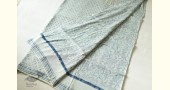 Block Printed Saree with Natural Dyed - Linen Handloom Lotus Print