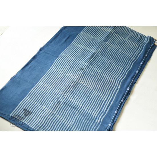 Linen Handloom Block Printed Saree with Natural Dyed 