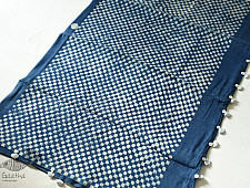Koyal . कोयल | Block Printed Saree with Natural Dyed - Linen Handloom -Indigo