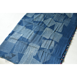 Koyal . कोयल | Linen Handloom Block Printed Saree with Natural Dyed - Stripes