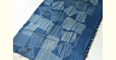 Koyal . कोयल | Linen Handloom Block Printed Saree with Natural Dyed - Stripes