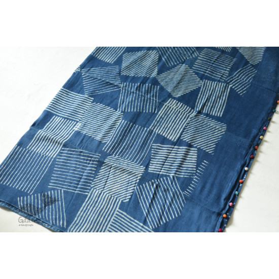 Linen Handloom Block Printed Saree with Natural Dyed 