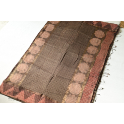 Koyal . कोयल | Block Printed Saree . Cotton Silk Handloom - Brown