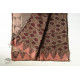 Block Printed Saree . Cotton Silk Handloom - Brown