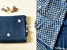 Koyal . कोयल | Block Printed Saree with Natural Dyed - Linen Handloom -Indigo