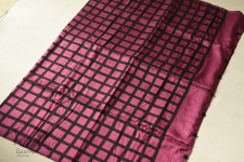 Koyal . कोयल ~ Natural Color . Hand Block Printed Pure Silk Saree - Purple 