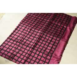 Koyal . कोयल ~ Natural Color . Hand Block Printed Pure Silk Saree - Purple 