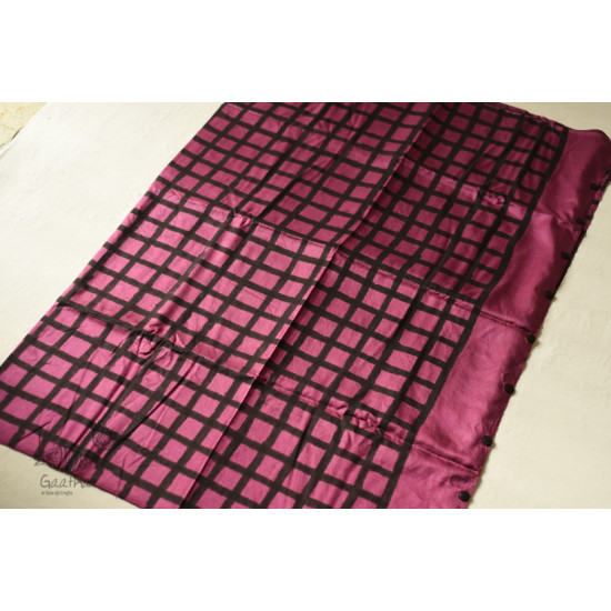 shop Natural Color . Hand Block Printed Pure Silk Saree - Purple