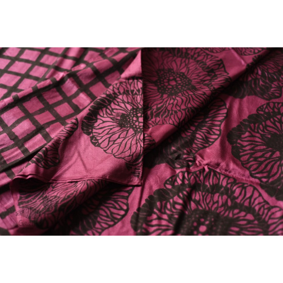 shop Natural Color . Hand Block Printed Pure Silk Saree - Purple