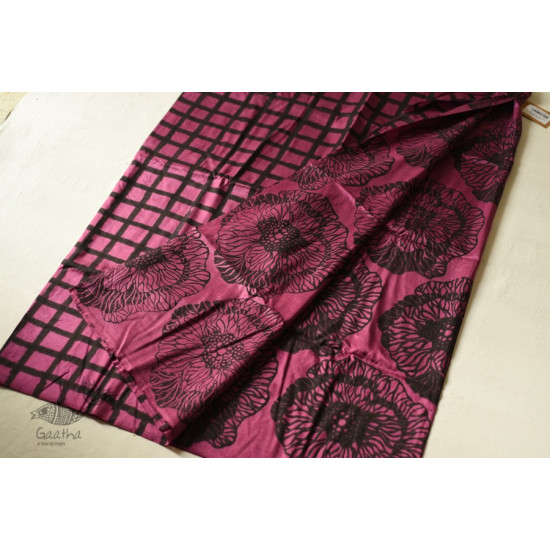 shop Natural Color . Hand Block Printed Pure Silk Saree - Purple