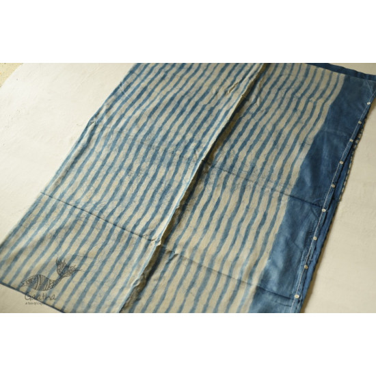 Natural Color . Pure Silk Saree - Sky Blue Stripes 