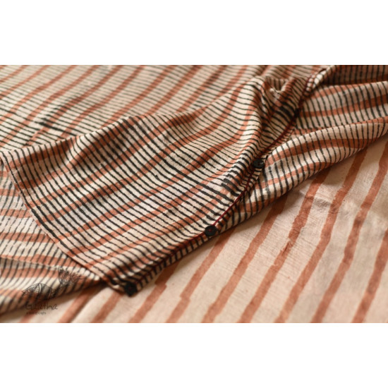 Natural Dyed . Block Printed Pure Silk Saree - Brown & Black Checks