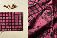 Koyal . कोयल ~ Natural Color . Hand Block Printed Pure Silk Saree - Purple 