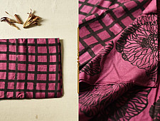 Koyal . कोयल ~ Natural Color . Hand Block Printed Pure Silk Saree - Purple 