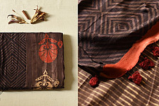 Koyal . कोयल ~ Natural Color . Pure Silk Saree - Dark Brown