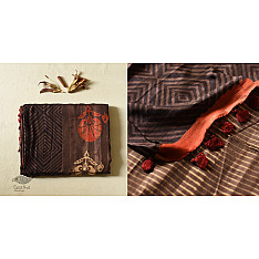 Koyal . कोयल ~ Natural Color . Pure Silk Saree - Dark Brown