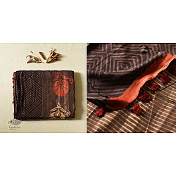 Koyal . कोयल ~ Natural Color . Pure Silk Saree - Dark Brown