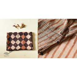 Koyal . कोयल ~ Natural Dyed . Block Printed Pure Silk Saree - Brown & Black Checks 