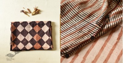 Koyal . कोयल ~ Natural Dyed . Block Printed Pure Silk Saree - Brown & Black Checks 
