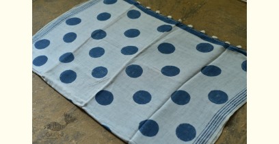 Koyal . कोयल | Natural Color . Linen Handloom Block Printed Saree - Circle & Lotus