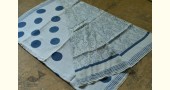 Handloom lndigo block printed linen saree