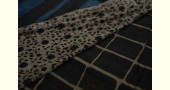 Handloom lndigo block printed linen saree