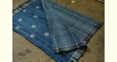 Handloom lndigo block printed kala cotton saree