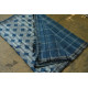 Handloom lndigo block printed kala cotton saree