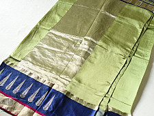 Vasudha | Handwoven Banasari Saree - Parrot Green
