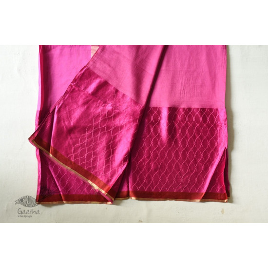 Buy Handwoven Banasari Silk Rani Pink saree