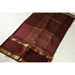 Vasudha | Handwoven Brocade - Banasari Silk Cotton Saree - Wood Brown