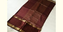 Vasudha | Handwoven Brocade - Banasari Silk Cotton Saree - Wood Brown
