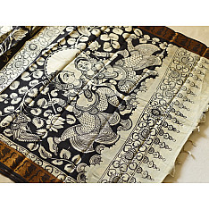 Kopal | Handmade ~ Kalamkari Silk Saree - Peacock