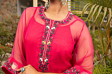 Advaya . अद्वया | Hand Embroidered Chanderi Kurta Set