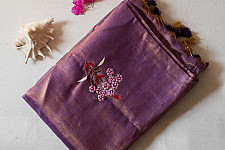 Kopal || Handloom Tissue Linen Embroidered Saree