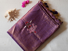 Kopal || Handloom Tissue Linen Embroidered Saree