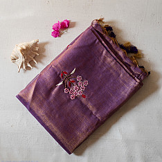Kopal || Handloom Tissue Linen Embroidered Saree