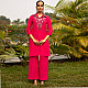 shop Hand Embroidered Chanderi - Tunic Paired with Straight Pant (Set of 2)