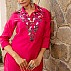 shop Hand Embroidered Chanderi - Tunic Paired with Straight Pant (Set of 2)