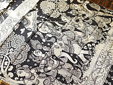 Kopal | Handmade ~ Kalamkari Silk Saree - Lotus