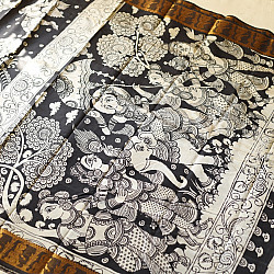 Kopal | Handmade ~ Kalamkari Silk Saree - Lotus