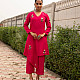 shop Hand Embroidered Chanderi Kurta Set with Organza Dupatta