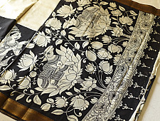 Kopal | Handmade ~ Kalamkari Silk Saree - Nandi