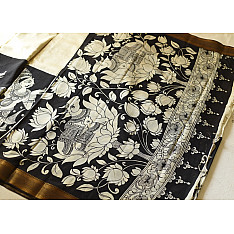 Kopal | Handmade ~ Kalamkari Silk Saree - Nandi