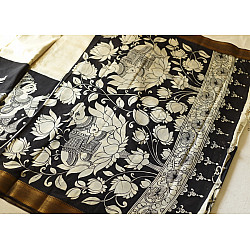 Kopal | Handmade ~ Kalamkari Silk Saree - Nandi