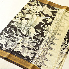 Kopal | Handmade ~ Kalamkari Silk Saree - G