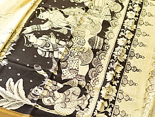Kopal | Handmade ~ Kalamkari Silk Saree - Peacock Motif