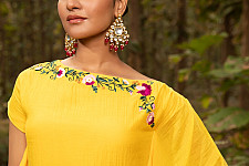 Advaya . अद्वया | Hand Embroidered Chanderi Silk Kaftan Set (Set of 2)